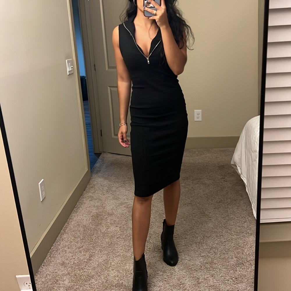 Zara Scuba Zip Knit Dress